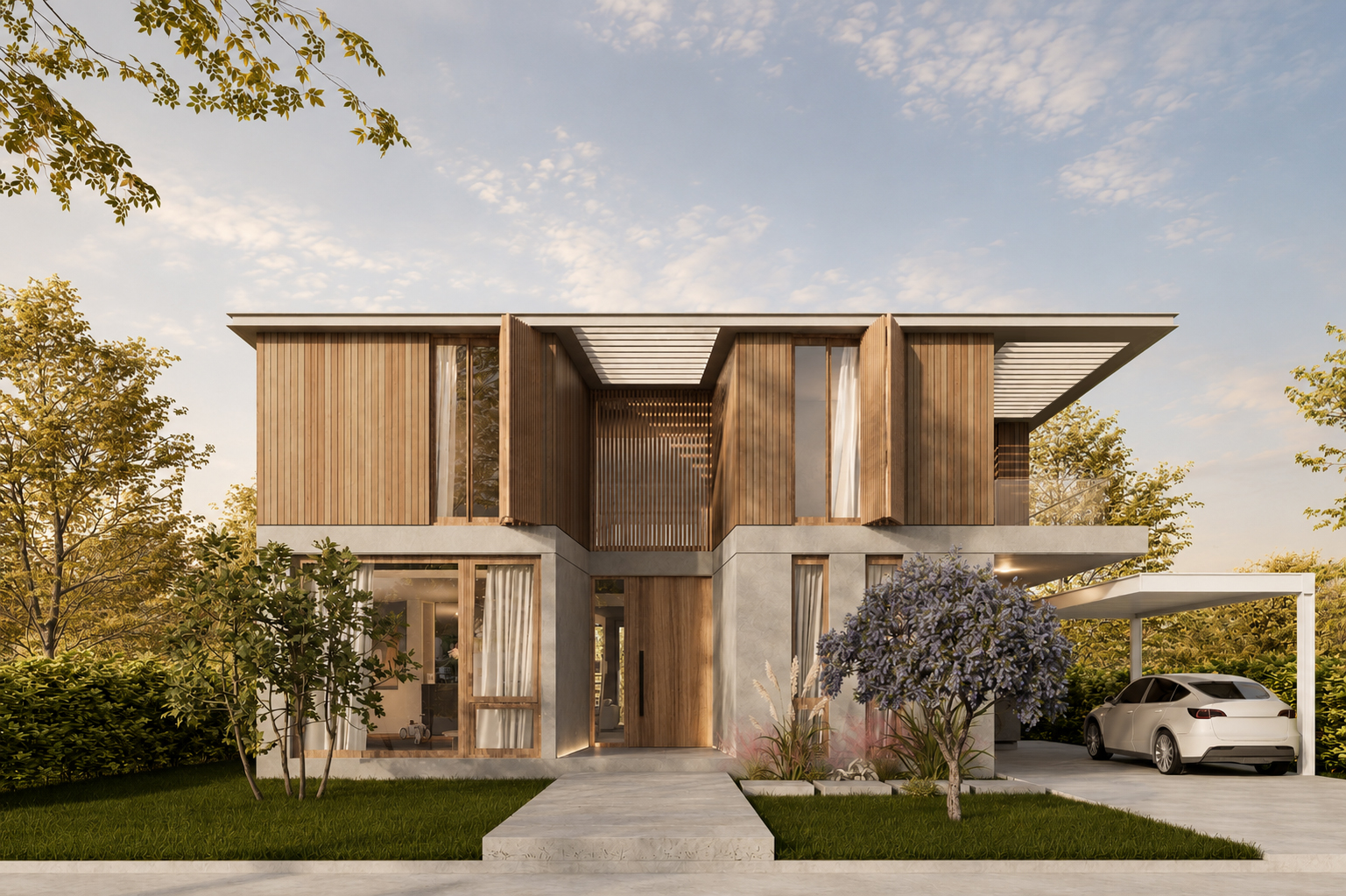 Casa terminada Sheltr diseñada alrededor del terreno y la luz